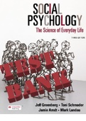 Social Psychology: The Science of Everyday Life 3rd Edition by Greenberg, Schmader, Arndt and Landau - All Chapters 1-15 | TEST BANK  