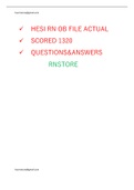 HESI RN OB FILE ACTUAL   SCORED 1320   QUESTIONS    &  ANSWERS 