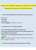 Wastewater Treatment Operator Certification Test 2023 Questions and Answers (Verified Answers)