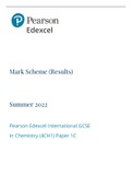 Mark Scheme (Results) Summer 2022 Pearson Edexcel International GCSE In Chemistry (4CH1) Paper 1C