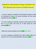 Medication Administration Dosage Calculation Test 2023 Questions and Answers (Verified Answers)