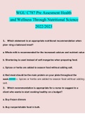 C787 Health and Wellness Through Nutritional Science WGU pre assesmquestions verified with 100% correct answers