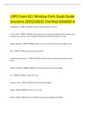 USPS Exam 421 Window Clerk Study Guide Solutions (2022/2023) |Verified GRADED A