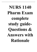 NURS 1140 Pharm Exam complete study guide- Questions & Answers with Rationale