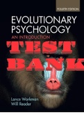 Evolutionary Psychology: An Introduction 4th Edition by Lance Workman and Reader | All Chapters 1-14  - TEST BANK