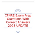 CPNRE Exam Prep Questions With Correct Answers 2023 UPDATE