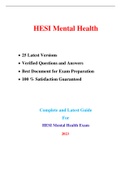 HESI Mental Health Exam (25 Versions, 1500+ Q & A, Latest-2023) / Mental Health HESI Exam |Real + Practice Exam| 