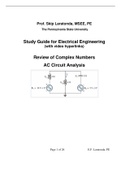 Study Guide/Lecture Notes with video hyperlinks for AC Circuit Analysis.