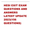 HESI EXIT EXAM  QUESTIONS AND  ANSWERS  LATEST UPDATE  2023(156  QUESTIONS)
