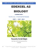 EDEXCEL A2 BIOLOGY UNIT 4 TOPIC 5A PHOTOSYNTHESIS PART 1 ( 2017-2021 )