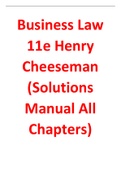 Business Law 11th Edition By Henry Cheeseman (Solutions Manual All Chapters, 100% Original Verified, A+ Grade)