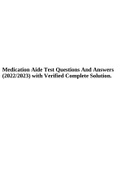 Medication Aide Test Questions And Answers (2022/2023) with Verified Complete Solution. 
