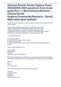 National Boards Dental Hygiene Exam 2023(ADHA 2023 questions from study guide Part 1 ( Biochemistry/Nutrition-Clinical Dental Hygiene-Community/Research - Dental Materials)Latest Update!!