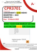 CPR3701 ASSIGNMENT 1 QUIZ MEMO - SEMESTER 1 - 2023 - UNISA (DISTINCTION GUARANTEED)