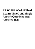 ERSC 181 Week 8 Final Exam (Timed and single Access) Questions and Answers 2023 | ERSC 181 WEEK 8 Exam Questions and Answers 2023 – all Correct | ERSC 181 Week 8 Final Exam Questions and Answers 2023 Complete Rated A+ and ERSC 181 Week 8 Final Exam 2023 –