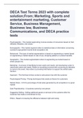 DECA Test Terms 2023 with complete solution;From; Marketing, Sports and entertainment marketing, Customer Service, Business Management, Business law, Business Communications, and DECA practice tests