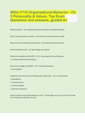 WGU C715 Organizational Behavior - Ch. 5 Personality & Values, Top Exam Questions and answers, graded A+