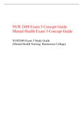 NUR 2488 Exam 3 Concept Guide (Modules 7, 8, 9)/ NUR 2488 Exam 3 Concept Guide/ Mental Health Exam 3 Concept Guide  NUR2488 Exam 3 Study Guide (Mental Health Nursing: Rasmussen College)