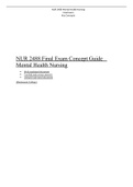 NUR2488 Final Exam Concept Guide Mental Health Nursing ,NUR 2488 Final Exam Study Guide, Rasmussen College