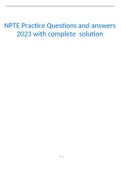 NPTE Practice Questions and answers 2023 with complete  solution