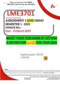 LME3701 ASSIGNMENT 1 QUIZ MEMO - SEMESTER 1 - 2023 - UNISA (DISTINCTION GUARANTEED) 