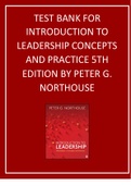 TEST BANK FOR INTODUCTON  TO LEADERSHIP CONCEPTS  AND PRACTICE 5TH EDITION  PETER G, NORTHHOUSE|CHAPTER 1-14