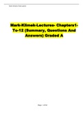 Mark-Klimek-Lectures- Chapters1-To-12 (Summary, Questions And Answers) Graded A