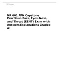 NR 661 APN Capstone Practicum Ears, Eyes, Nose, and Throat (EENT) Exam with Answers Explanations Graded A: