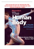TEST BANK DETAILS OF MEMMLERS THE  HUMAN BODY IN HEALTH AND DISEASE 14TH  EDITION BARBARA COHEN