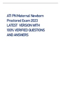 ATI PN Maternal Newborn Proctored Exam 2023 LATEST VERSION WITH 100% VERIFIED QUESTIONS AND ANSWERS