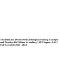 Test Bank for Dewits Medical Surgical Nursing Concepts and Practice 4th Edition Stromberg / All Chapters 1-49 / Full Complete 2022 - 2023.