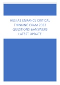 HESI A2 ENRANCE CRITICAL  THINKING EXAM 2023  QUESTIONS &ANSWERS  LATEST UPDATE