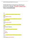 NURS 6635 Week 11 Final Exam 2023 Finest EXAM ACE GRADE (WALDEN APPROVED) WELL ENLIGHTENED