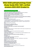 WGU D236 pathophysiology Exam -Study Guide-With 100% verified answers-2022-2023 Graded A+