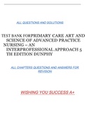 TEST BANK FORPRIMARY CARE ART AND SCIENCE OF ADVANCED PRACTICE NURSING – AN INTERPROFESSIONAL APPROACH 5 TH EDITION DUNPHY