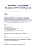 Notary PA Exam Practice Questions with Verified Answers- Latest 2023/2024