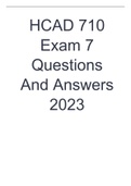 HCAD 710 Exam 7 Questions And Answers 2023