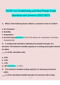 NATE Exam Air Conditioning and Heat Pumps Questions Verified With 100% Correct Answers Latest 2023 - 2024