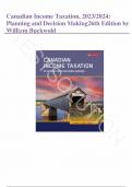 Solution Manual - Canadian Income Taxation, 2023/2024: Planning and Decision Making 26th Edition by William Buckwold, All Chapters 1-23| Complete Guide A+