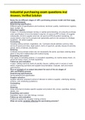 Industrial purchasing exam questions And Answers, Verified Solution  Name the six different stages of vW's purchasing process model and their main activities/elements Determining specification Different types of specifications are functional, technical