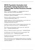 PRITE Psychiatric Evaluation And Psychiatric Testing Questions And Answers With Verified Solutions Already Passed!!!