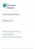 Pearson Edexcel GCE AS Level In Business (8BS0) Paper 01 Marketing and People mark scheme June 2024