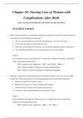 Chapter 10: Nursing Care of Women with Complications After Birth