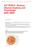 ATI TEAS 6 - Science (Human Anatomy and Physiology) BIOL MISC CLASS NOTES