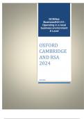 OXFORD CAMBRIDGE AND RSA 2024 GCE  New Business  H431/01: Operating in a local business environment  A Level ACTUAL QUESTION PAPER AND MARKING SCHEME (MERGED 2024)