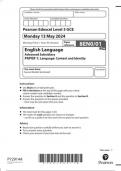 Pearson Edexcel Level 3 GCE 8EN0 English Language Advanced Subsidiary PAPER 1 Language Context and Identity June 2024