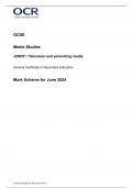 OCR GCSE Media Studies J200/01 : Television and promoting media Mark Scheme for June 2024