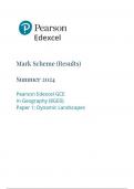 Pearson Edexcel GCE In Geography (8GE0) Paper 1 Dynamic Landscapes Mark scheme  June 2024