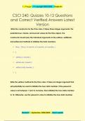 CSCI 240: Quizzes 10-12 Questions  and Correct Verified Answers Latest Version