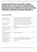 SUPER-DUPER TEXAS ADJUSTER LICENSE NEWEST 2024 ACTUAL EXAM COMPLETE 300 QUESTIONS AND CORRECT DETAILED ANSWERS (VERIFIED ANSWERS) |ALREADY GRADED A+